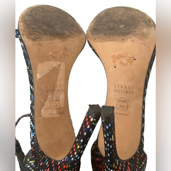 Stuart Weitzman 4” Heels Multicolor Suede Open Toe Iconic Nudist Ankle Strap 6.5 - Picture 9 of 11